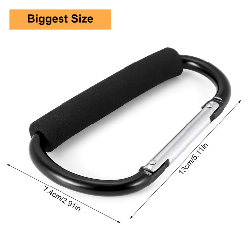 Fuyamp 2 Pack Buggy Clips Pram Hooks Stroller Carabiner,6.3” Black 1