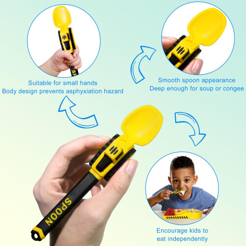 Construction Toddler Cutlery Set - Digger Baby Cutlery Set - Suitable 2