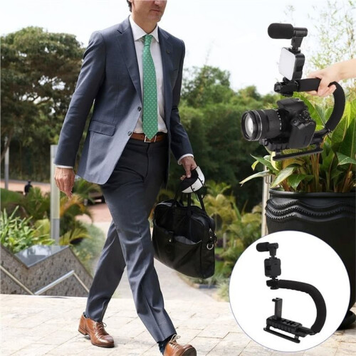 Handheld Camera Stabilizer Bracket, with LED Fill Light for Interview Photography Portable Bracket Studio Take A Photo 2