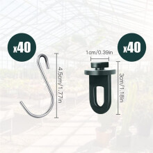 Hanger Twist Clips Greenhouse Fixing Clips Include 50 Pcs Greenhouse Clips + 50 Pcs S-Hooks for Garden Hanging Plants