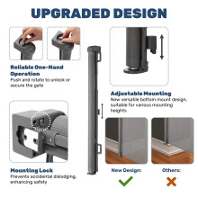 HollyHOME Retractable Stair Gate 180cm Extra Wide One Hand Operation B