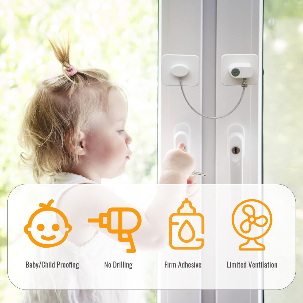 Newbinn Window Restrictors For Upvc No Drilling 4 Pack Adhesive Window Locks C