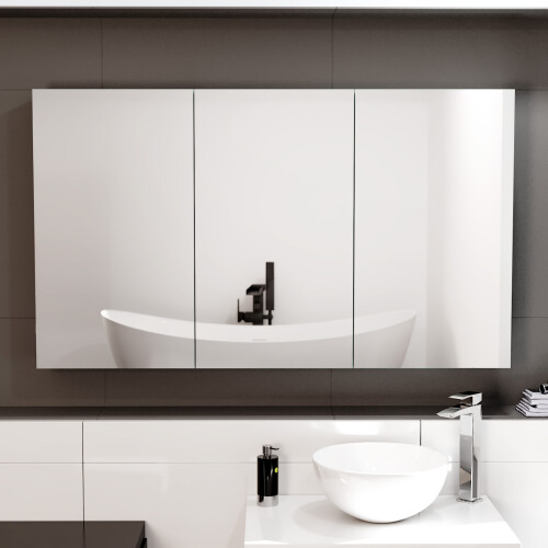 NES Home Nes Home 1200mm Matte Grey Bathroom Mirror Cabinet 1