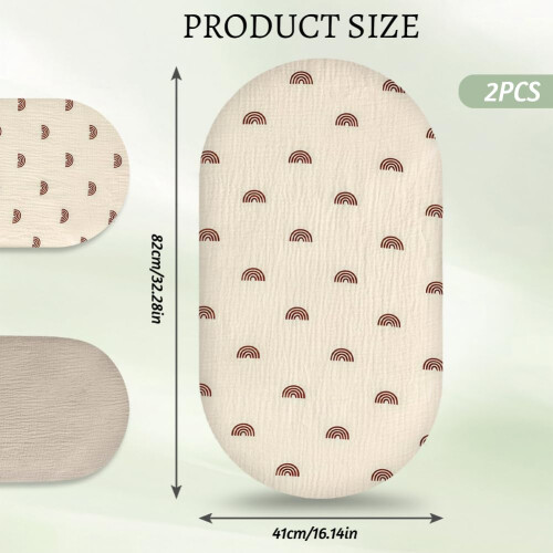 HAGOT 2 Pack Moses Basket Sheets, 100% Cotton Pram Sheets Fitted, Bassinet Sheet 1