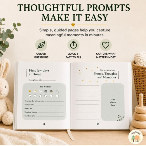 Tiny Trees Baby Memory Book - First Year Keepsake Album & Milestone 2