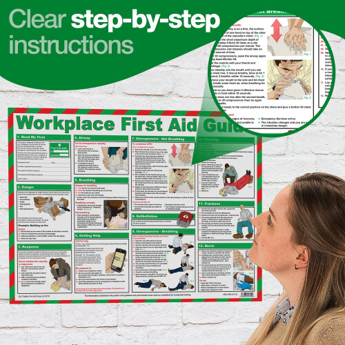 Safety First Aid Group First Aid at Work Guide Poster - Laminated (59 x 42 cm) 2