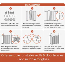 Hauck Safety Gate for Doors and Stairs Open N Stop KD / Pressure Fit / 75 - 80 cm Large / Extendable with Separate Extensions / Metal / White