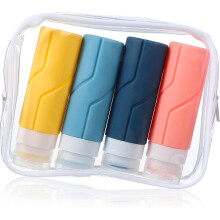 Reise-Toilettenartikel-Set mit Silikonflaschen, 4-teilig, Shampoo- und Lotionbehälter, 100 ml, Farben leicht zu unterscheiden