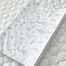 The Gilded Bird Wedge Baby Changing Mat w/Raised Sides, Change Pad, 69cm x 44cm, Extra Thick, Wipeable (Under The Sea White)