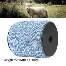 Longzhuo Electric Fence Polywire 500m - 6 Strands Steel Reinforced Conductor with Chuck, Farm Fencing Wire for Livestock, Cattle, Sheep, Horse & Crop