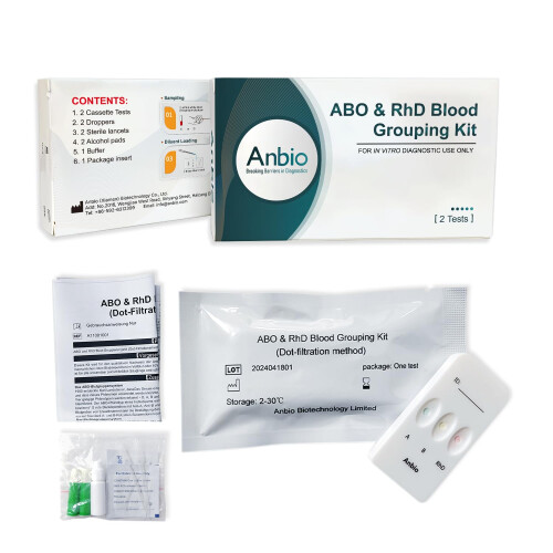 Anbio 2 x Blood Type Test Kit - Group A, B, RHD Testing - Rapid Home Tests 1