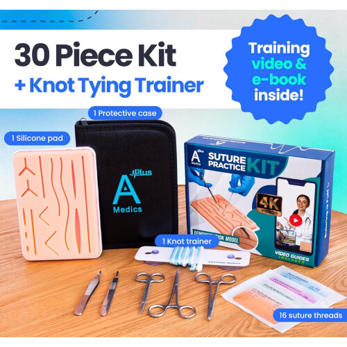 Complete Suture Practice Kit w/How-To Suture HD Video Course, Training Manual & Carryall Case – Educational Use Only 1