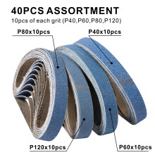 UPWOOD 40 Pack Zirconia Sanding Belts Replacement 20 x 520mm Size,10 Each of 40/60/80/120 Grits Zirconium Corundum Sanding Belt (3/4" x 20-1/2" Belts