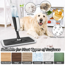 MANGOTIME Microfiber Spray Mops for Floors Cleaning Wet Dry Dust Wood Floor Mop with Refillable Bottle & 4pcs Reusable Washable Pads for Home Commerc
