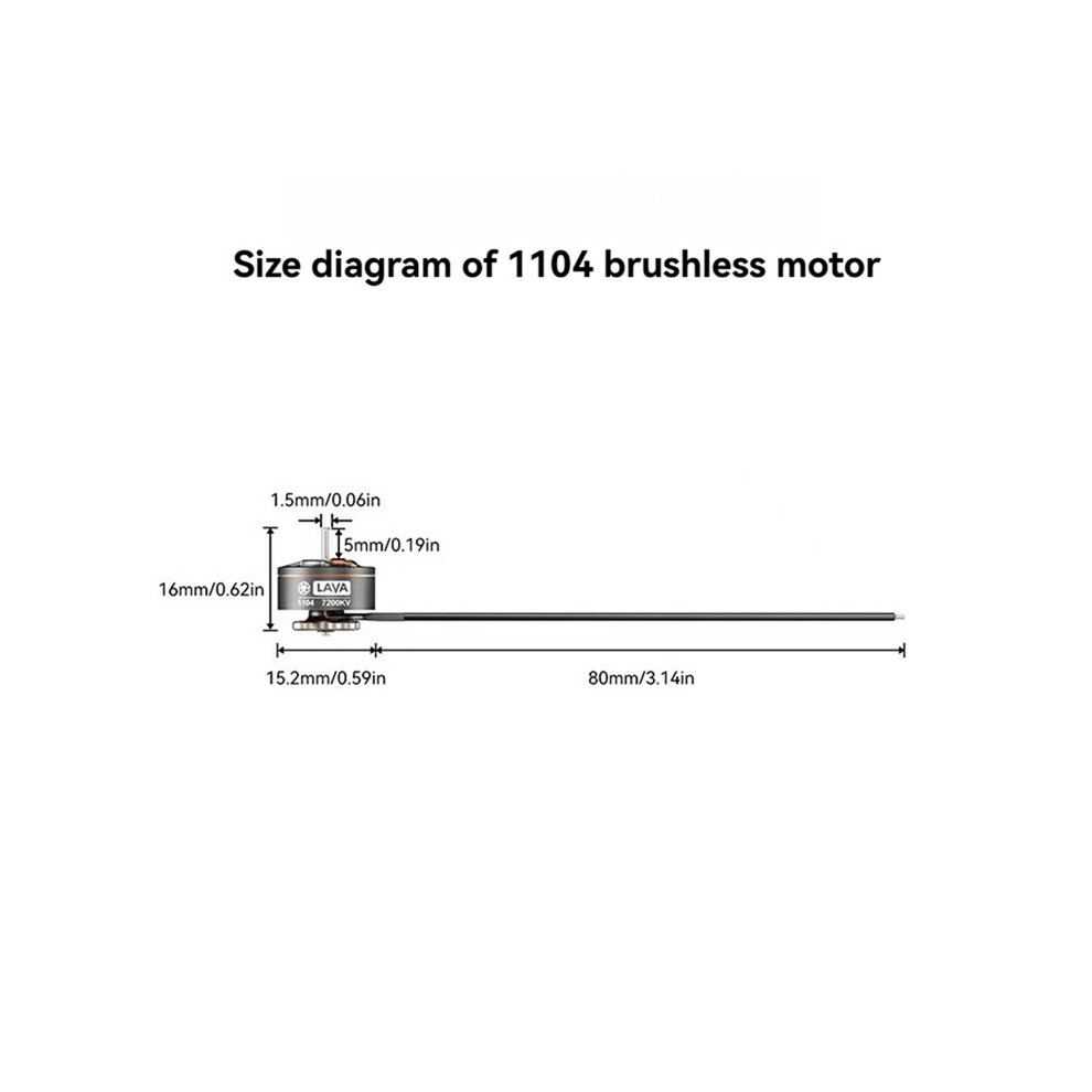 4Pcs Lava 1104 7200Kv Fpv Brushless Motor 1.5Mm Shaft 80Mm Wire Length For Pavo20 Pro Brushless Bwhoop Quadcopter 4712478034000