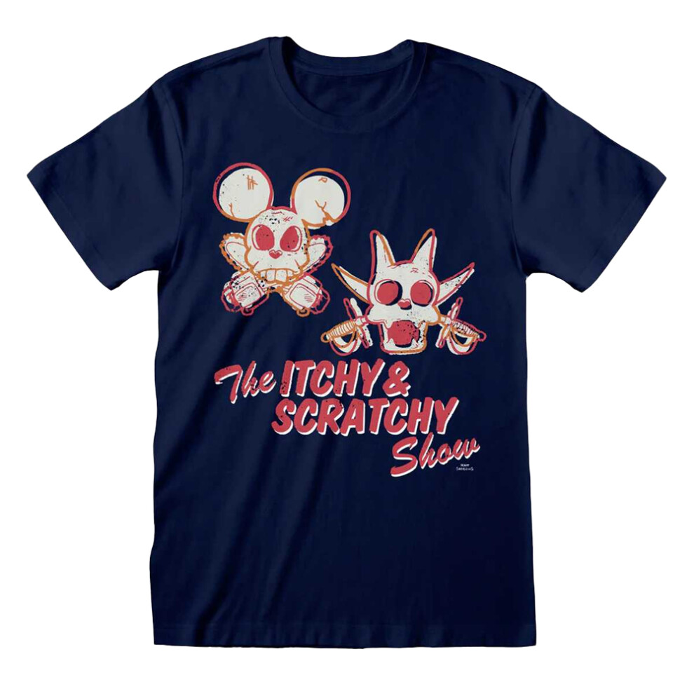 The Simpsons (M, Navy Blue) Unisex Adult Brokenskulls T-Shirt