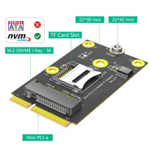 2 In1 PCI-E to TF Card USB2.0 and M.2 NVME Key-M SSD Adapter Compatible with NAS Industrial Control Motherboard