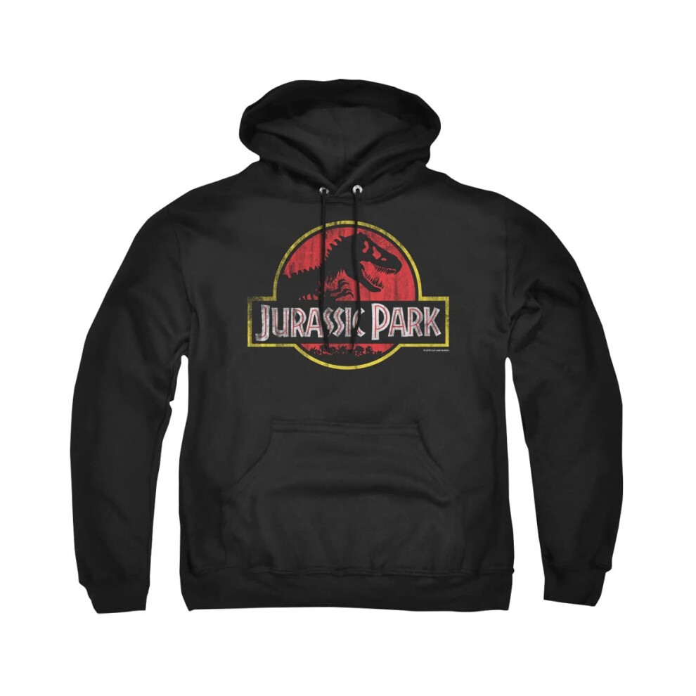 Jurassic Park (Xxl, ) Unisex Adult Distressed Logo Hoodie Black