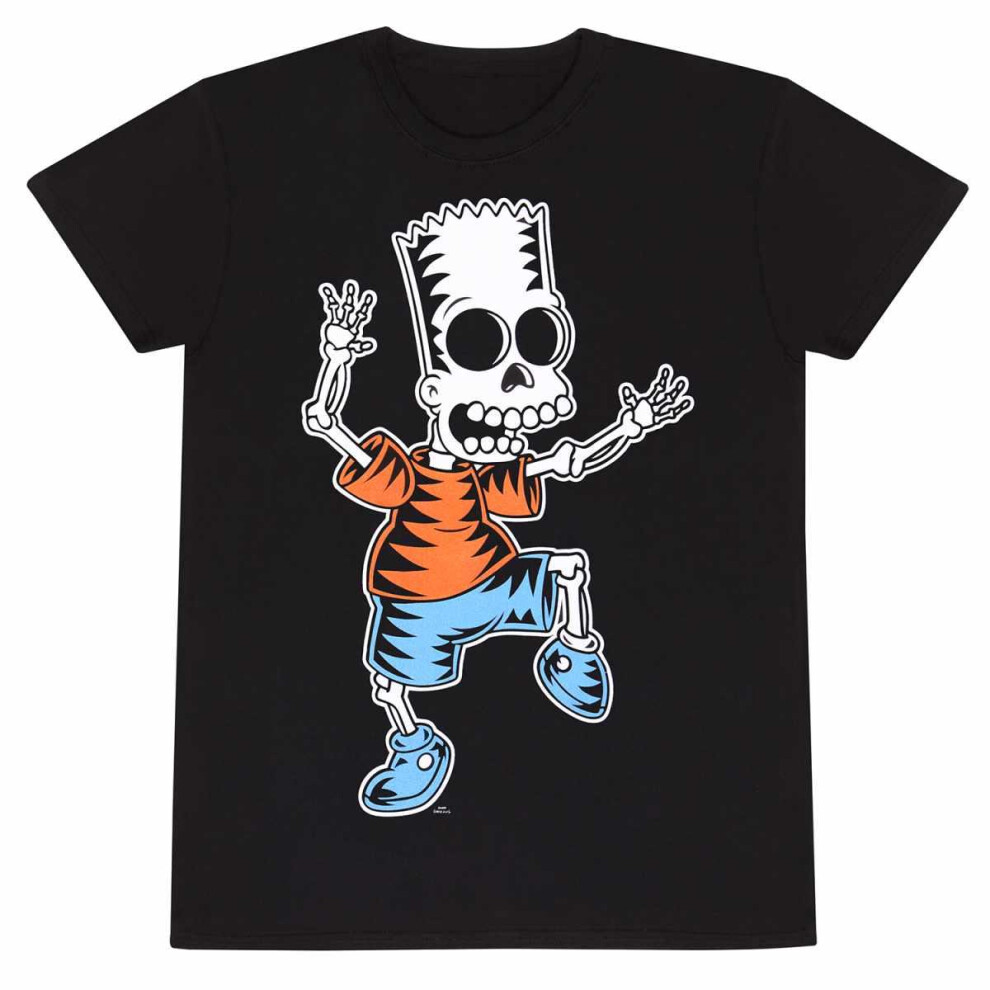 The Simpsons (L, ) Unisex Adult Bart Simpson Skeleton T-Shirt Black