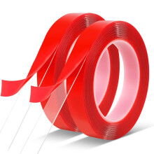 Double Sided Tape 2 Pack Heavy Duty 3/4" x 10' Acrylic Clear Strong Adhesive Waterproof Removable Mounting Tape for Home, Office & DIY Use