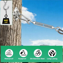 10PCS M8 Hook Eye Turnbuckle 304 Stainless Steel Turnbuckles for Wire Rope Tension,Sun Shade Tent Hardware Installation