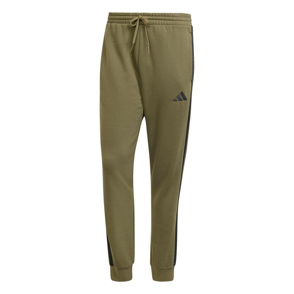 Adidas (M, Olive Strata) Mens Essentials Stripe Tapered Joggers Multicoloured