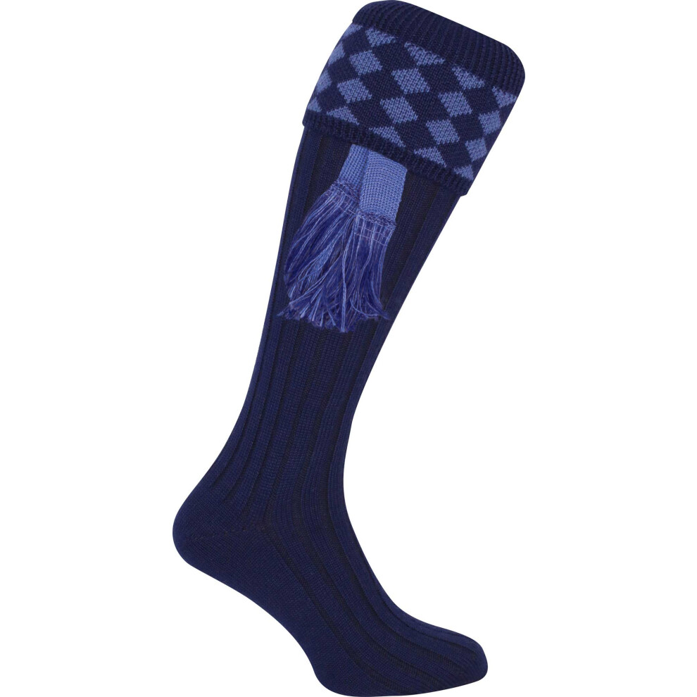 Jack Pyke Harlequin Mens Shooting Socks With Garters Uk Size 8–11 - Navy/Light Blue Blue,Multicoloured