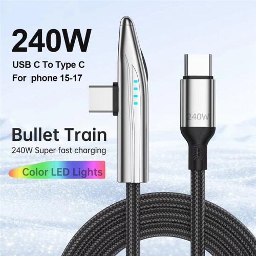 Câble de Charge Rapide USB-C 240 W avec Coude à 90 pour  17, 16 et 15 1