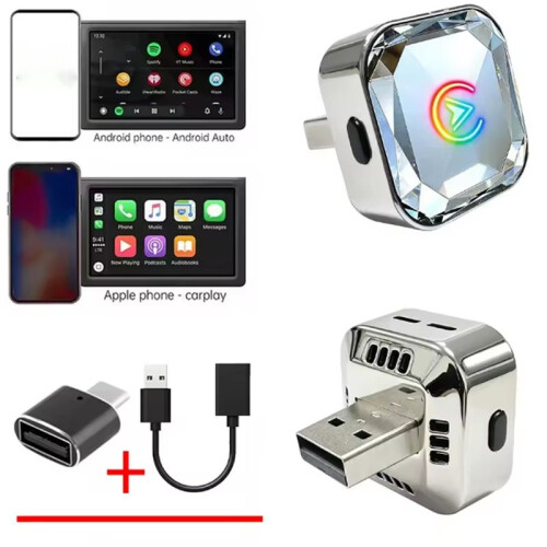 2 in 1 Wireless CarPlay Android Auto Adapter Wired to Wireless  Dongle Plug WiFi  Automatic Connection 2