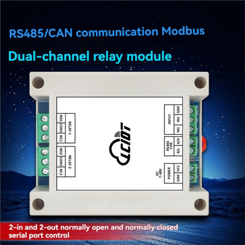 RS485/CAN 2-CH Relay Module Supports Modbus RTU Protocol 2-in 2-Out DC7-48V 2
