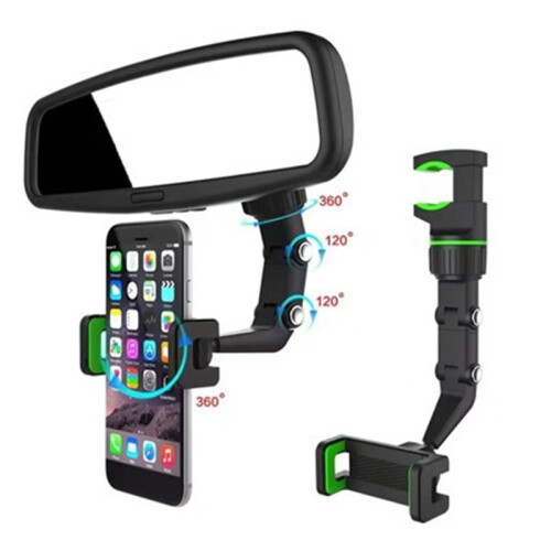 360 Rotatable Car Phone Holder Universal Rearview Mirror Mount Multifunctional Adjustable Navigation Stand Stable 1