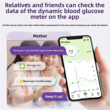 Blood Glucose Sensor, 15-Day Digital Continuous Glucose Meter Sensor for Real- Blood Glucose Testing in Diabetes