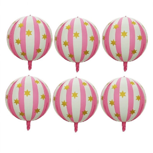 6 Balões de Carnaval 4D de 22 Polegadas com Estrela para Decoração de Festas Temáticas de Carnaval e Circo - Rosa 1
