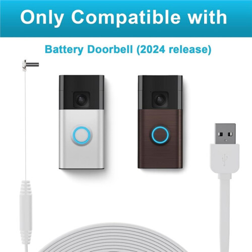 Câble de Charge USB-C pour Sonnette pour Ring Doorbell /Pro 2024, 4 M, Installation Sans Perçage, Angle de 90 1