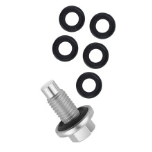 M12x1.75 Oil Drain Plug with 5PCS Oil Drain Plug Gasket OEM EJ7Z-6730-A,Iron Zinc-Coated Oil Pan Drain Plug