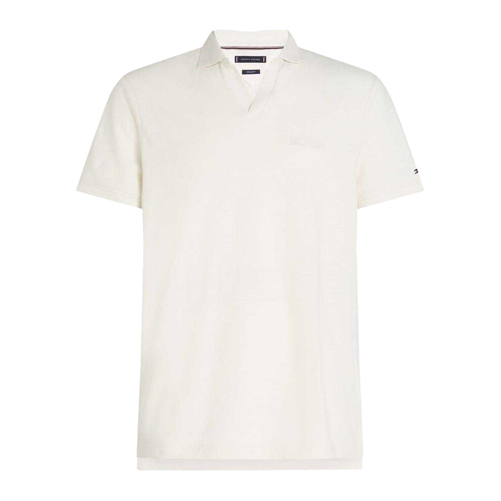 Tommy Hilfiger (S, Ivory/Petal) Mens Terry Regular Polo Shirt Multicoloured