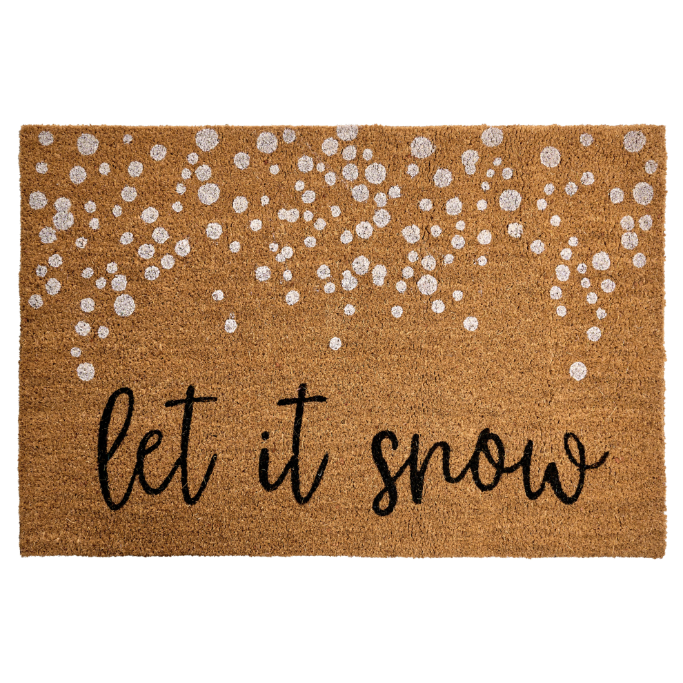 Beliani Doormat Canarem Natural 60 X 90 Cm Christmas Motif Coir