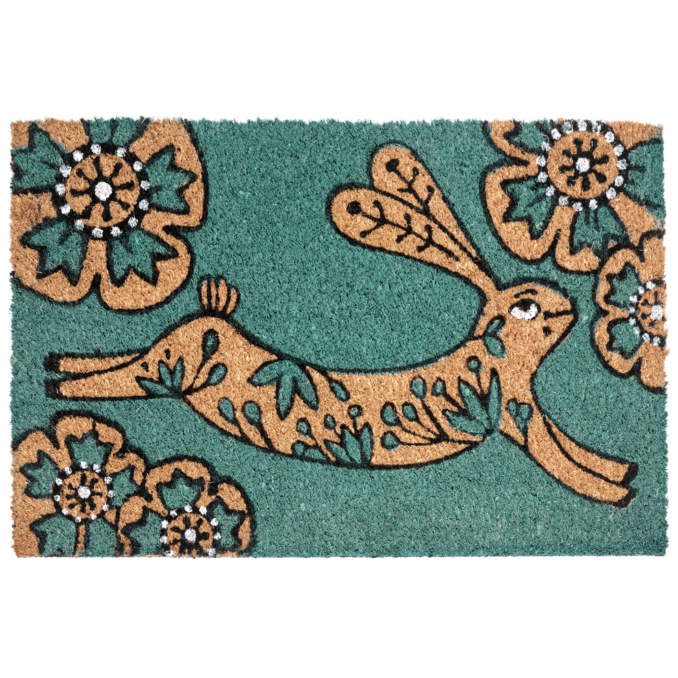 Beliani Doormat Clark Teal 50 X 80 Cm Rabbit Coir