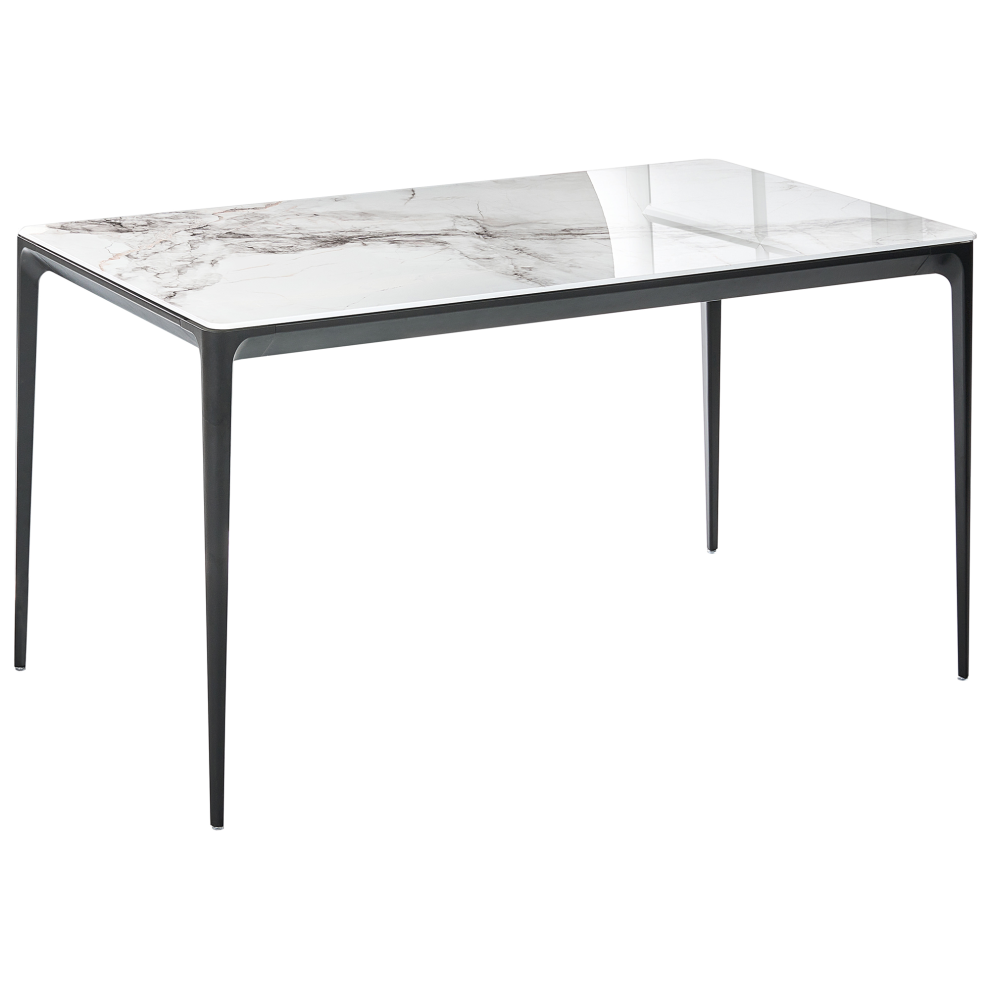 Beliani Dining Table Jollein White Marble 140 Cm 80 Cm Glass