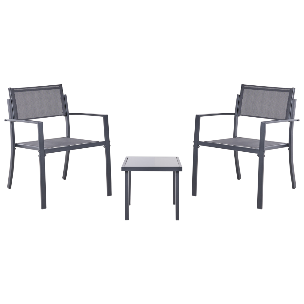 Beliani Bistro Set Tavoleto Metal Dark Grey