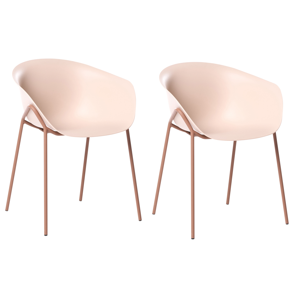 Beliani Set Of 2 Garden Chairs Meteora Synthetic Material Beige