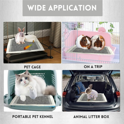 100 Pieces Rabbit Pee Pads,Disposable Cage Liners Black Carbon Super Absorbent Odor-Control,Bunny Potty Training Pad 1