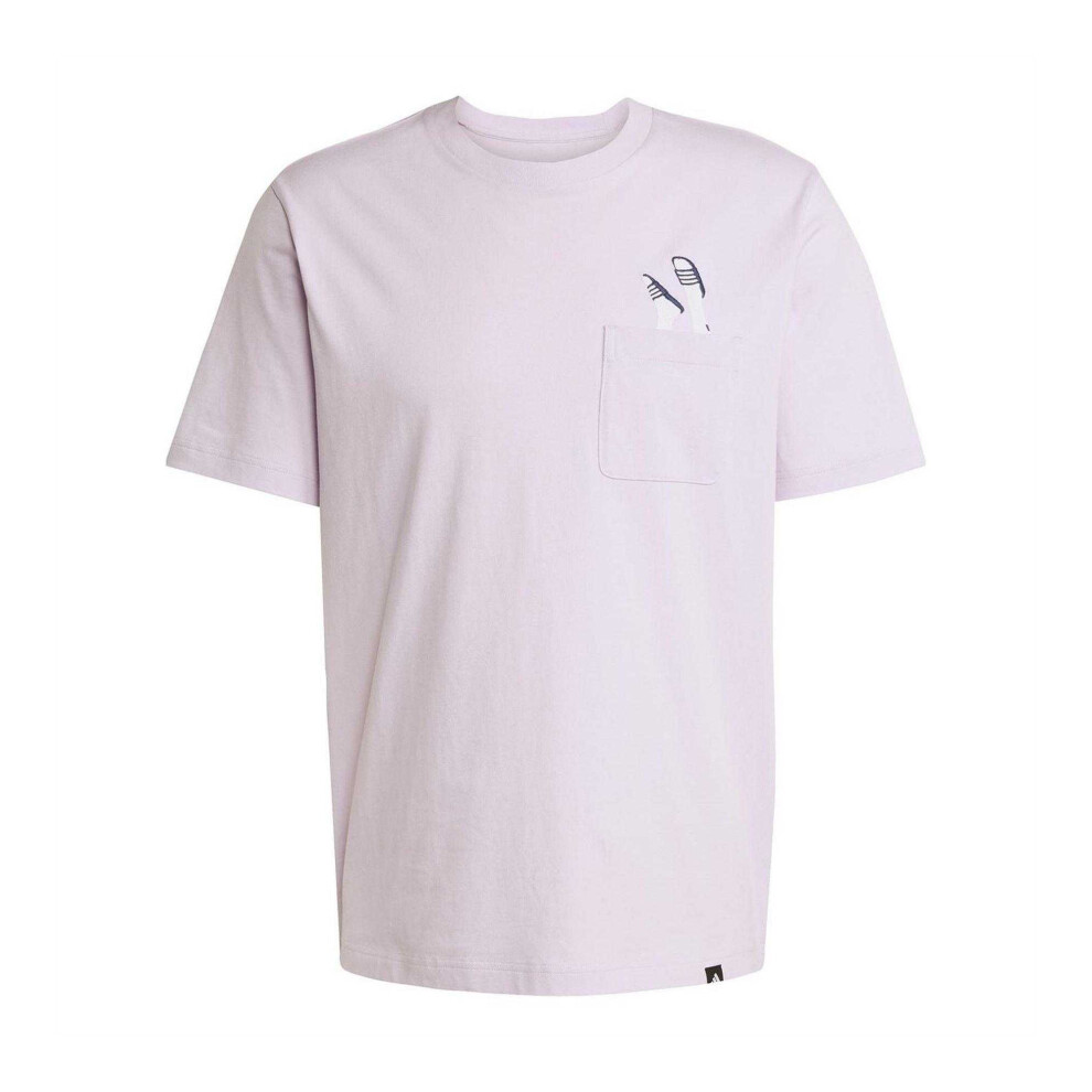 Adidas (S, Lavender) Mens Pocket Slide Cotton T-Shirt Purple,Multicoloured