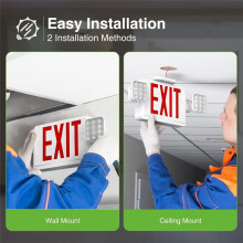 LED Exit Sign with Emergency Lights,Adjustable LED Emergency Exit Lights with Battery Backup,Exit Sign for Business