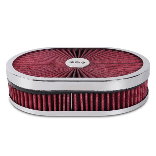 Filtro de Ar Oval para Carro 12x2 Polegadas Filtro de Ar Purificador de Fluxo para Pescoço de Interface de 5-1/8 Polegadas Vermelho