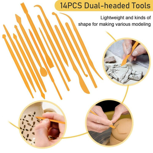 Polymer Clay Tools, 28PCS Acrylic Roller for Polymer Clay/ 14P Sculpting Kits/ 7P Shape Cutter/ 2P Sheets 1