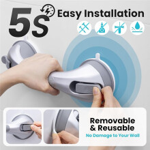 Shower Grab Bar, 12 Inch Shower Handle for Bathtubs and Elderly, Suction Grab Bars for Seniors Bathroom Safety Handles