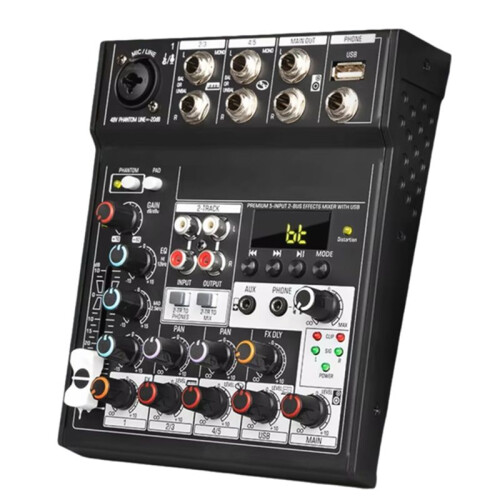 Portable  Audio Mixer Console 5 Channels Soundcard USB  Record Computer Playback  Audio Mixer Broadcast
