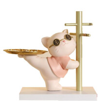 Bandeja de Almacenamiento para Guardar Joyas y Llaves con Forma de Gato, Accesorios de Decoración para el Hogar, Regalo, Color Rosa