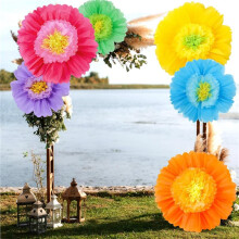 6 Pcs Tissue Paper Flowers 31.5" X 24" Colorful Mexican Large Paper Flower Decorations for Wall Decor